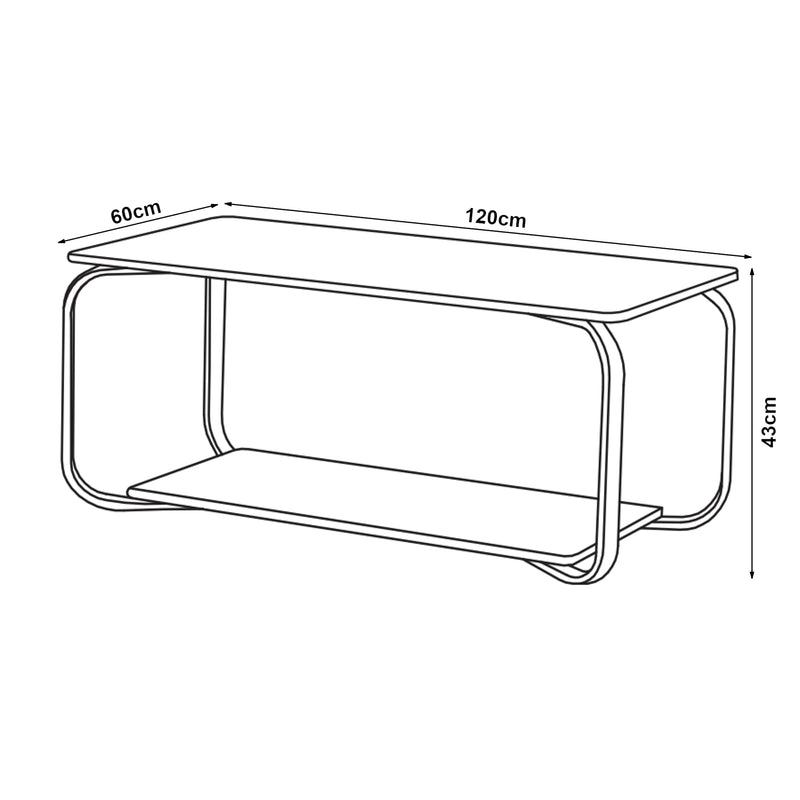 Maßskizze Couchtisch Kolta 120x60x43 cm Marmoroptik [en.casa]