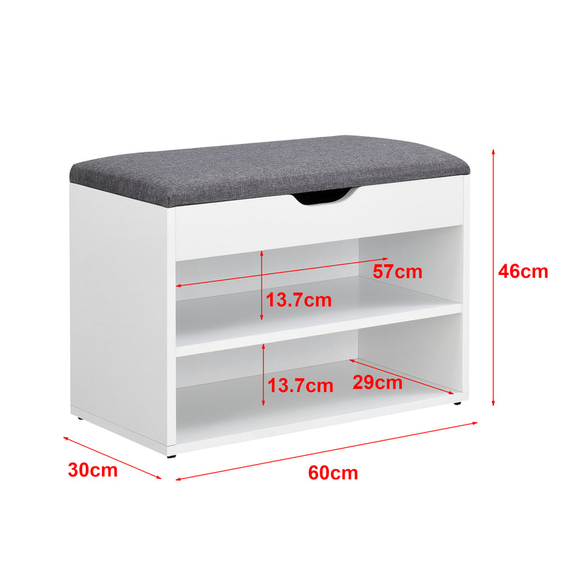 Maßskizze Schuhbank Gentofte 60x30x46cm [en.casa]