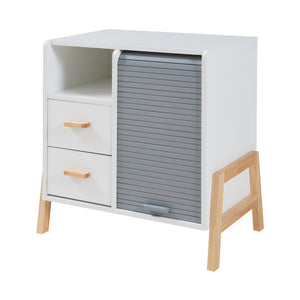 Sideboard Kvaefjord mit Jalousietüren Weiß/Grau [en.casa]