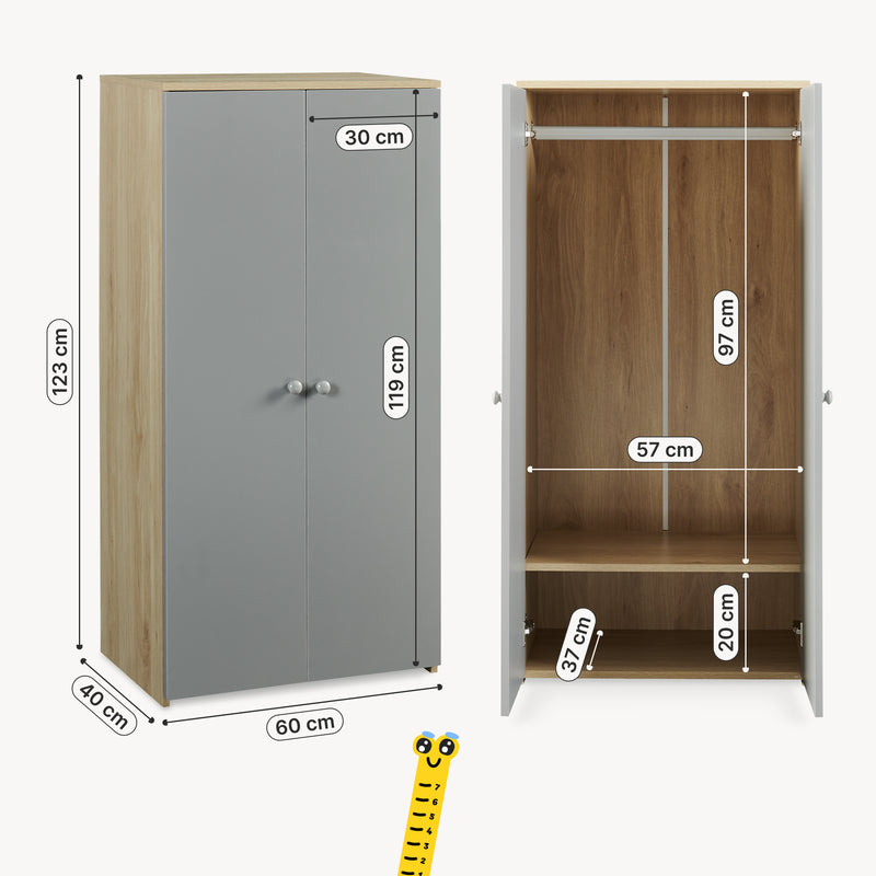 Maßskizze Kleiderschrank Beldinupp 123x60x40 cm [en.casa]