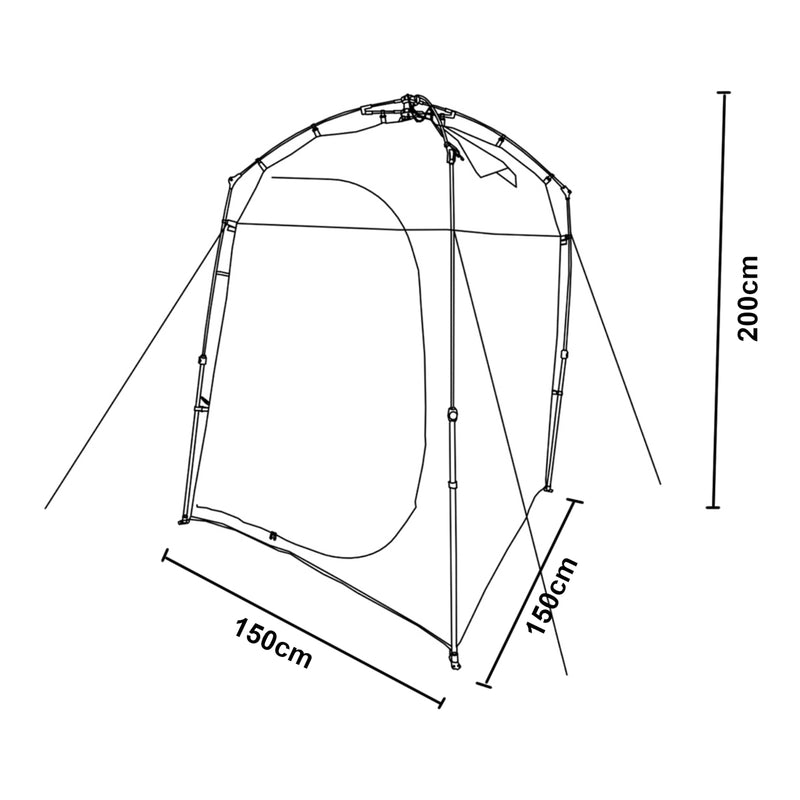 Maßskizze Pop-Up Duschzelt Ayas 150x150x200 cm [pro.tec]