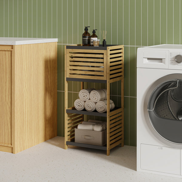 Badregal Kydesby Bambus Natur/Grau [en.casa]