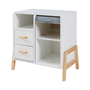 Sideboard Kvaefjord mit Jalousietüren Weiß/Grau [en.casa]