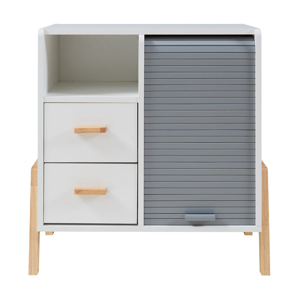 Sideboard Kvaefjord mit Jalousietüren Weiß/Grau [en.casa]