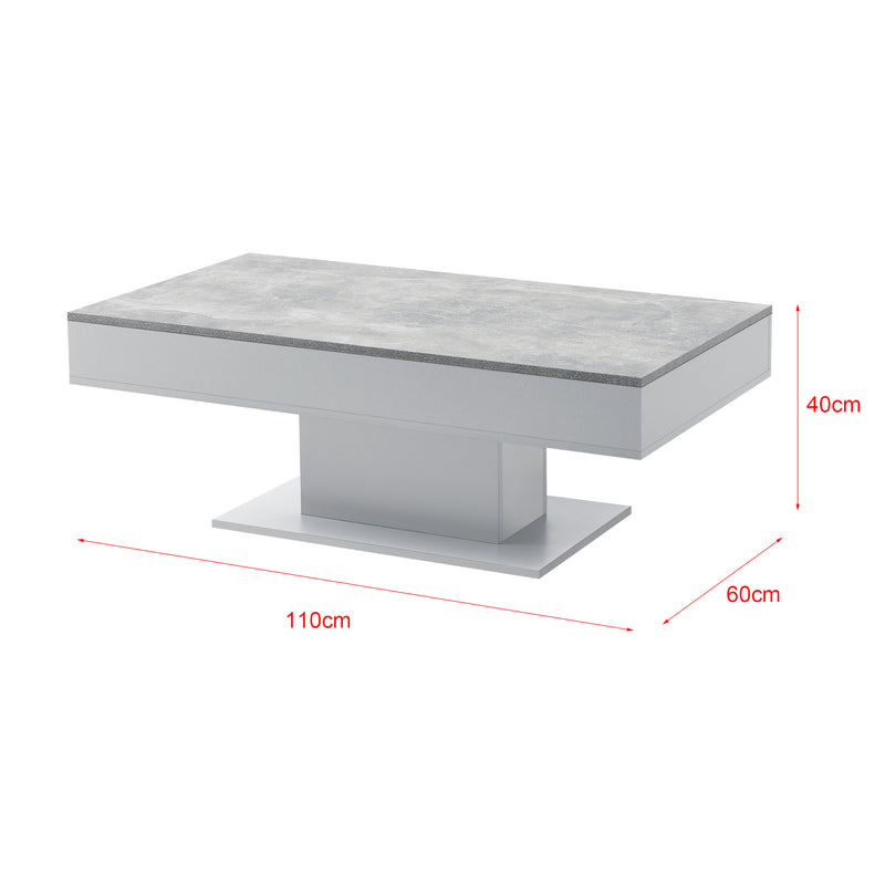 Maßskizze Couchtisch Lünen mit 2 Staufächern versch. Farben [en.casa]
