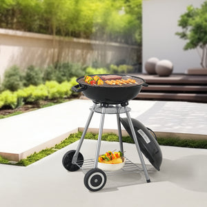 Rundgrill Apricena 80x49x47cm Schwarz [casa.pro]
