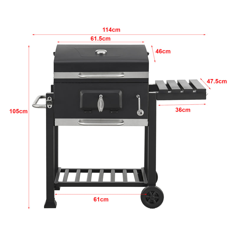 Maßskizze Grillwagen Arnad Schwarz [casa.pro]