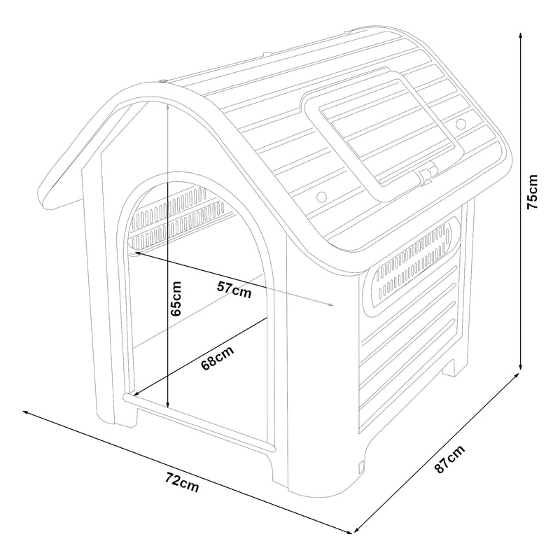 Maßskizze Hundehütte Bello [en.casa]