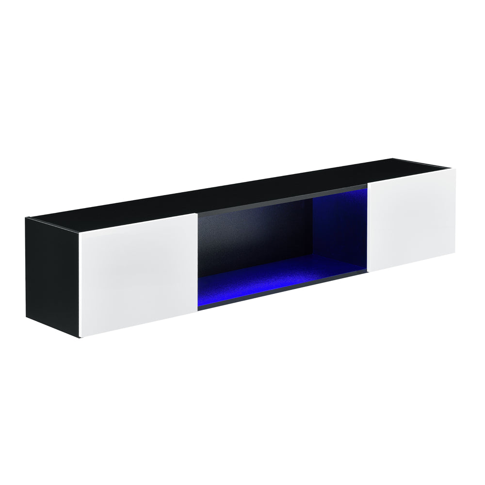 Hängeboard Thabong 150x30x30 cm mit LED Beleuchtung Schwarz/Weiß en.casa - premiumXL