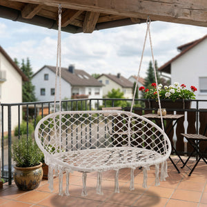 Hängesessel Kailua für 2 Personen 135x129x65 cm Cremeweiß [casa.pro]