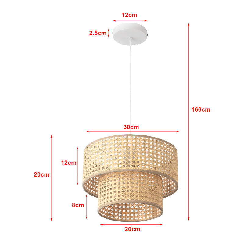 Maßskizze Hängeleuchte Ascot Rattanoptik [lux.pro]