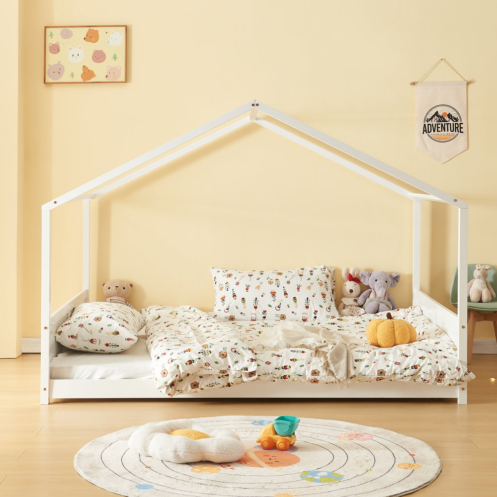 Hausbett Simo Kiefernholz Weiß [en.casa]