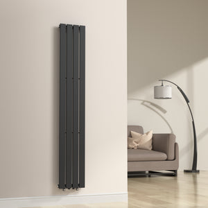 Designheizkörper Nore Schwarz 180x30cm Einlagig 598W [neu.haus]