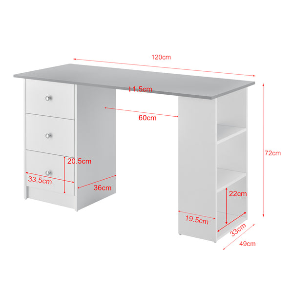 Schreibtisch Lemberg 120x50x72 cm mit Schubladen + Ablage en.casa