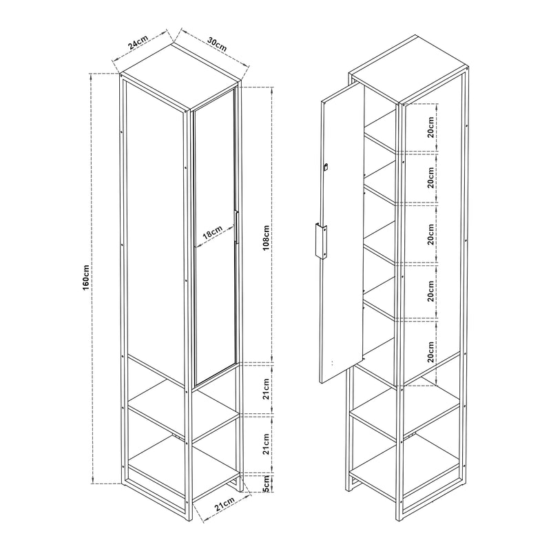 Maßskizze Hochschrank Namsskogan [en.casa]