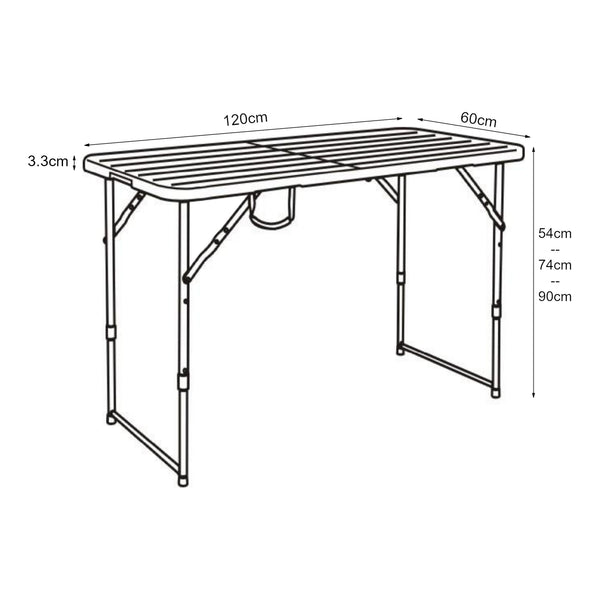 Höhenverstellbarer Klapptisch Adelfia 120x60cm [en.casa]