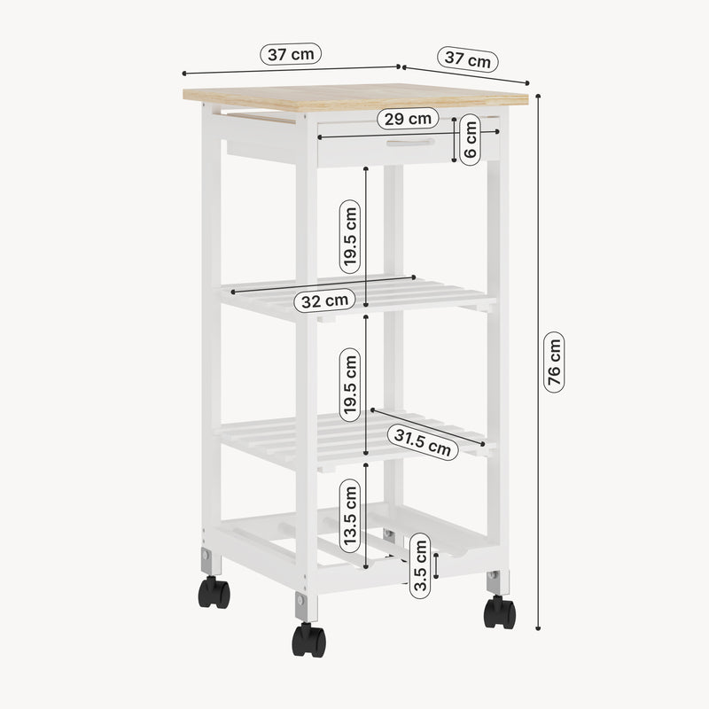 Maßskizze Servierwagen Biel 76x37x37 cm [en.casa]