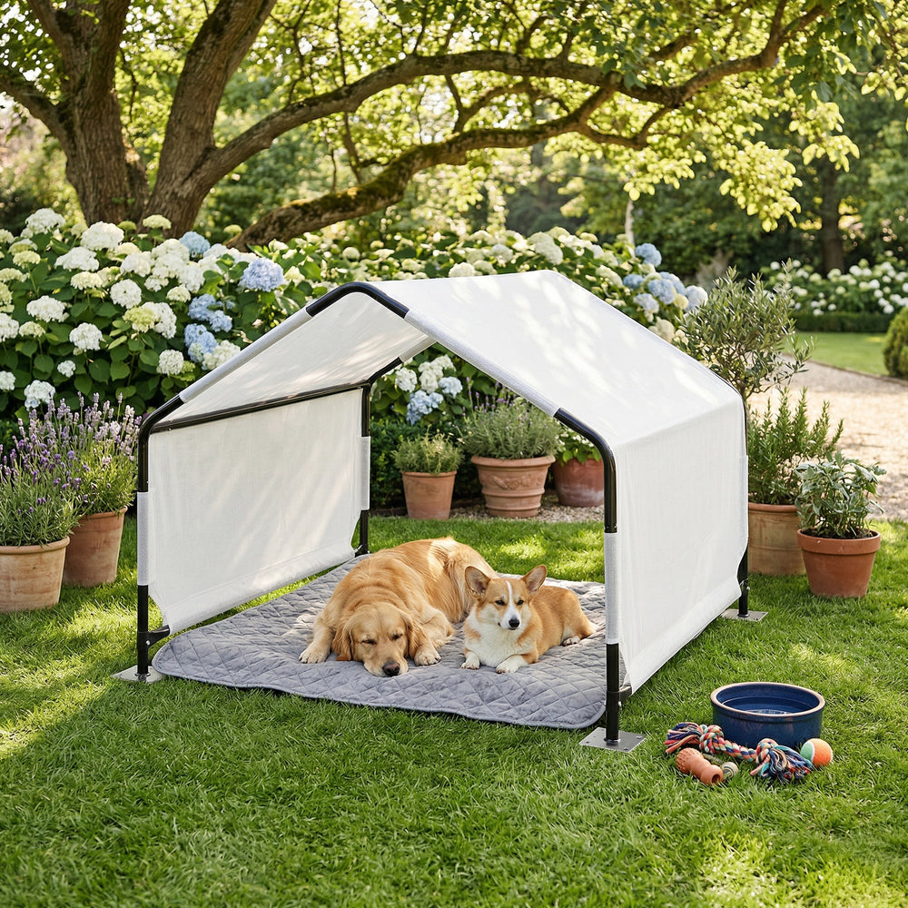 Outdoor Hundezelt Valevali 122x122x90 cm Schwarz/Weiß [en.casa]