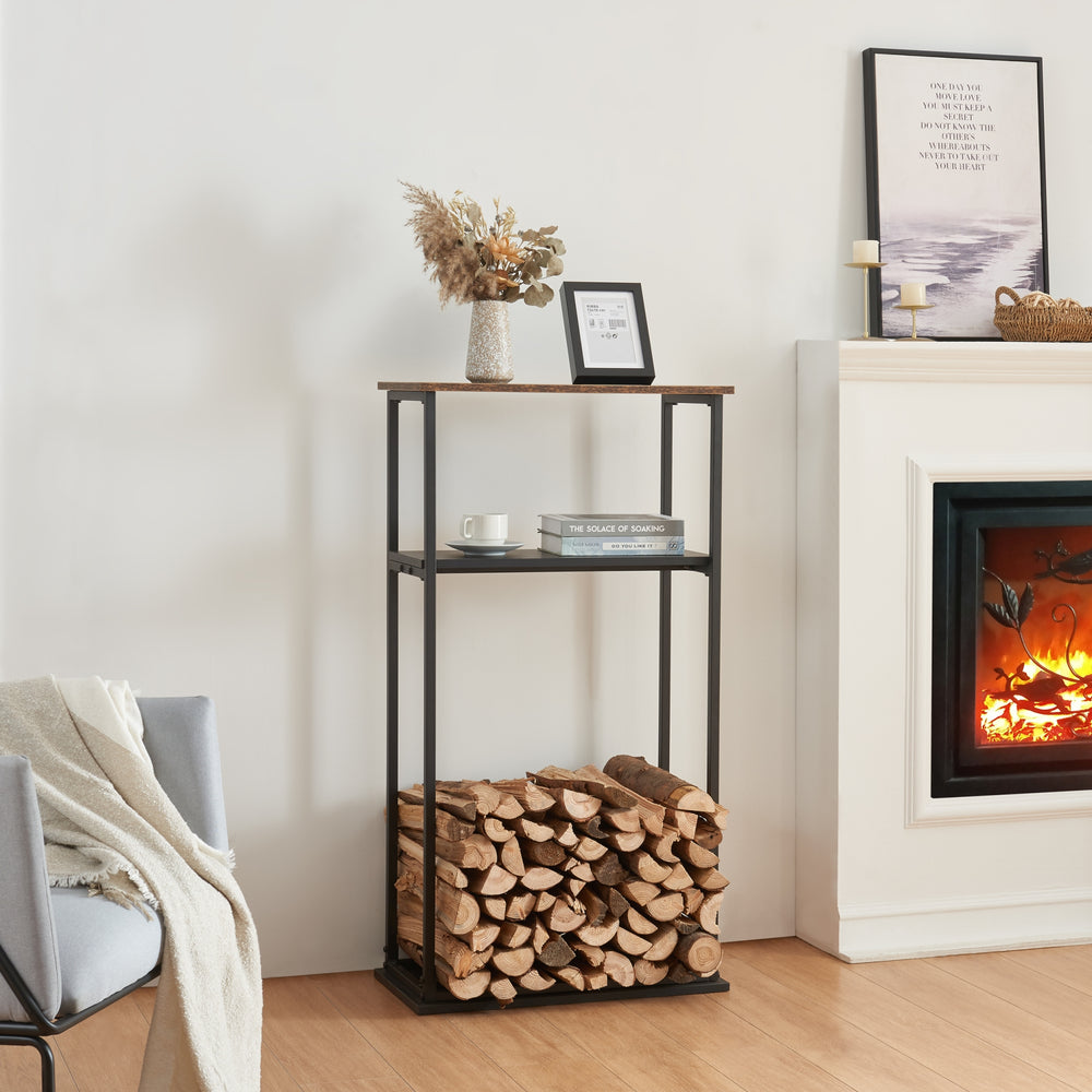 Kaminholzregal Turku mit Ablagen 60x30x112cm [en.casa] - premiumXL