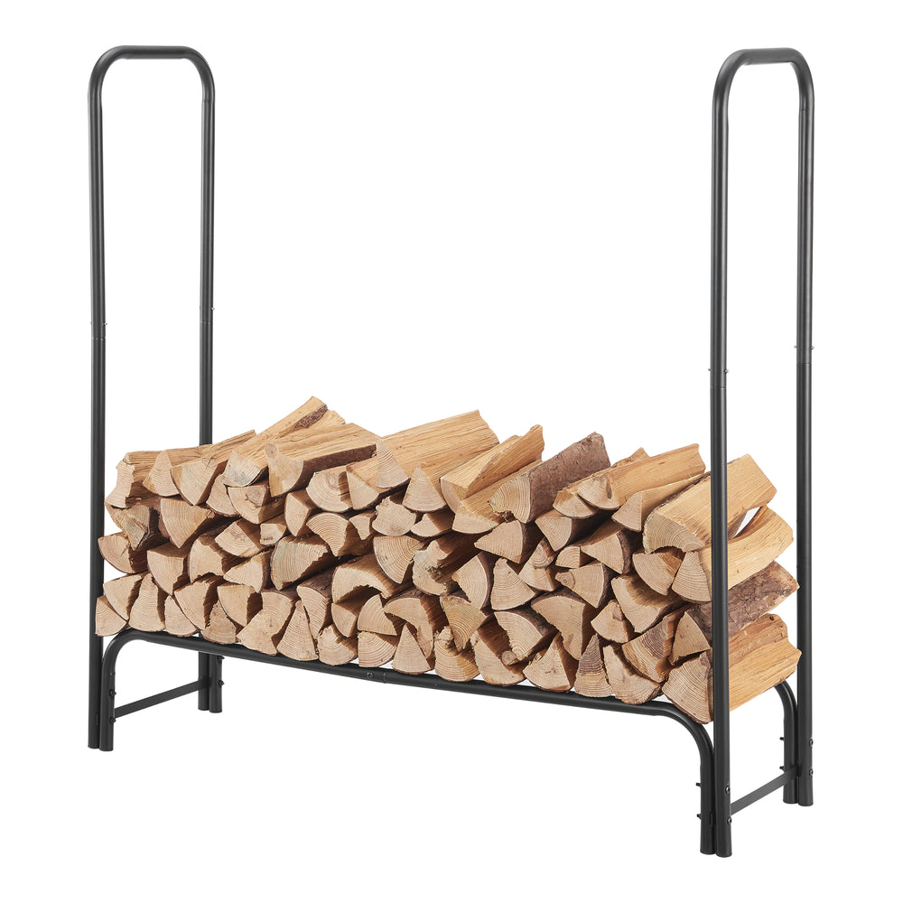 Kaminholzregal Kwethluk Stahl 124x124x34,5cm Schwarz [casa.pro] - premiumXL