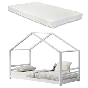 Hausbett Vardø 90x200cm Weiß mit Matratze [en.casa] - premiumXL