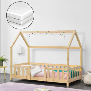 Hausbett Sisimiut im Montessori-Stil mit Matratze und Rausfallschutz [en.casa]