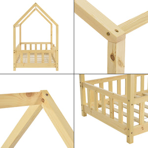 Hausbett Sisimiut im Montessori-Stil mit Rausfallschutz [en.casa]