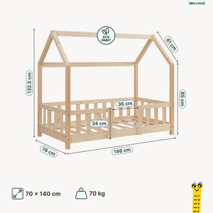 Hausbett Sisimiut im Montessori-Stil mit Rausfallschutz [en.casa]