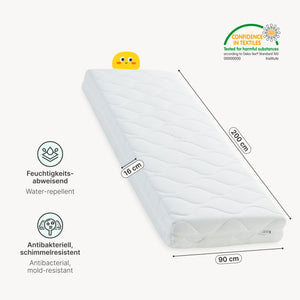 Hausbett Surnadal mit Matratze 90x200 cm Kiefernholz Weiß/Natur [en.casa]