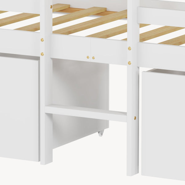 Hausbett Surnadal mit Matratze 90x200 cm Kiefernholz Weiß/Natur [en.casa]