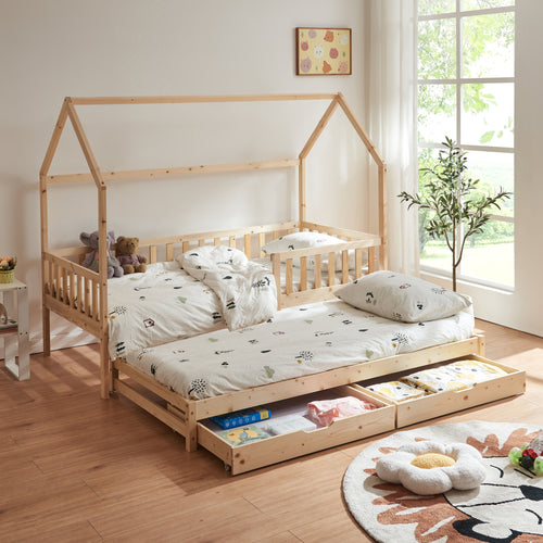 Doppel-Kinderbett Aarghonmaa 90x200 cm Kiefernholz [en.casa]