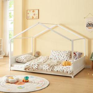 Hausbett Simo Kiefernholz Weiß [en.casa]