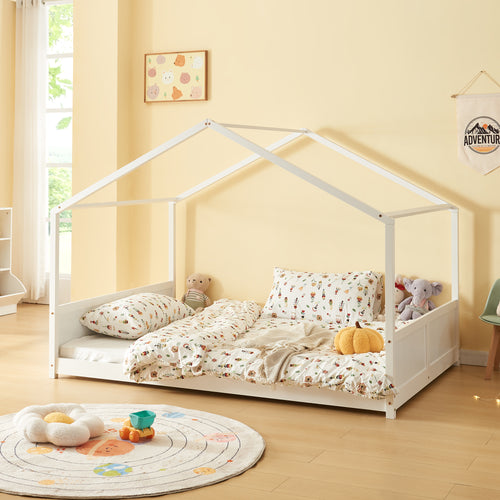 Hausbett Simo Kiefernholz Weiß [en.casa]