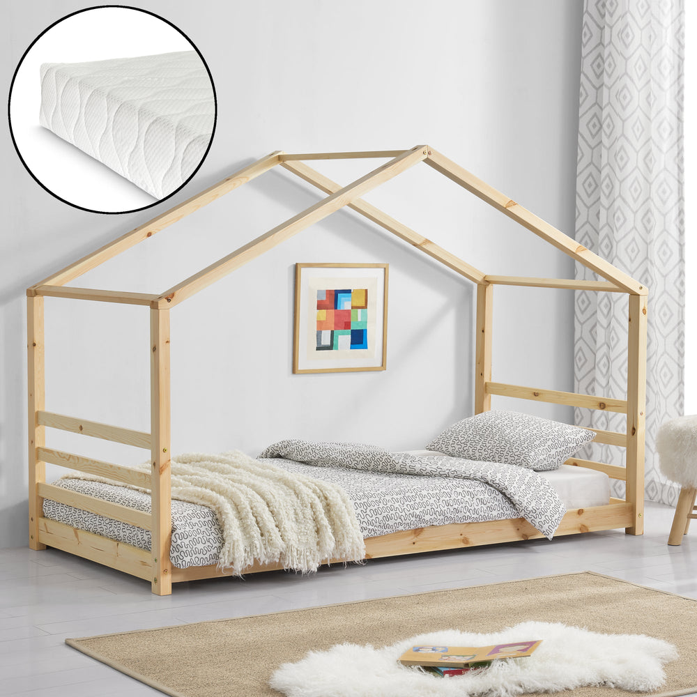 Kinderbett Haus mit Zaun in versch. Farben und Größen en.casa - premiumXL