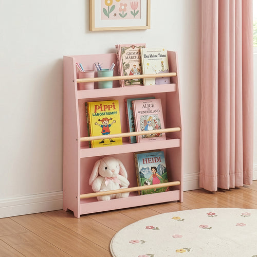 Kinder-Bücherregal Virer 78x60x18 cm Rosa [en.casa]