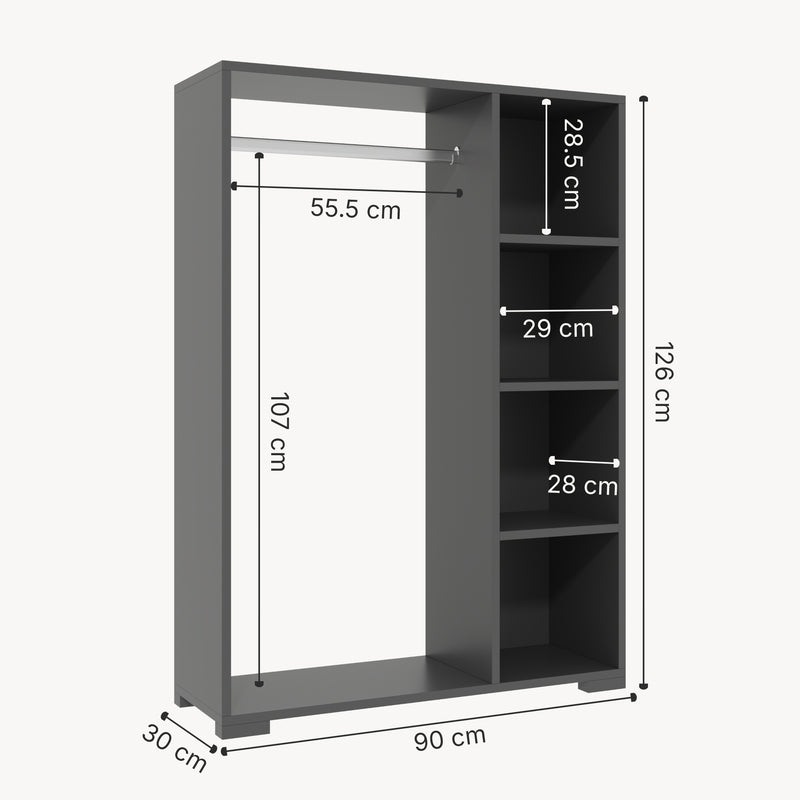 Maßskizze Kleiderschrank Nesbyen [en.casa]