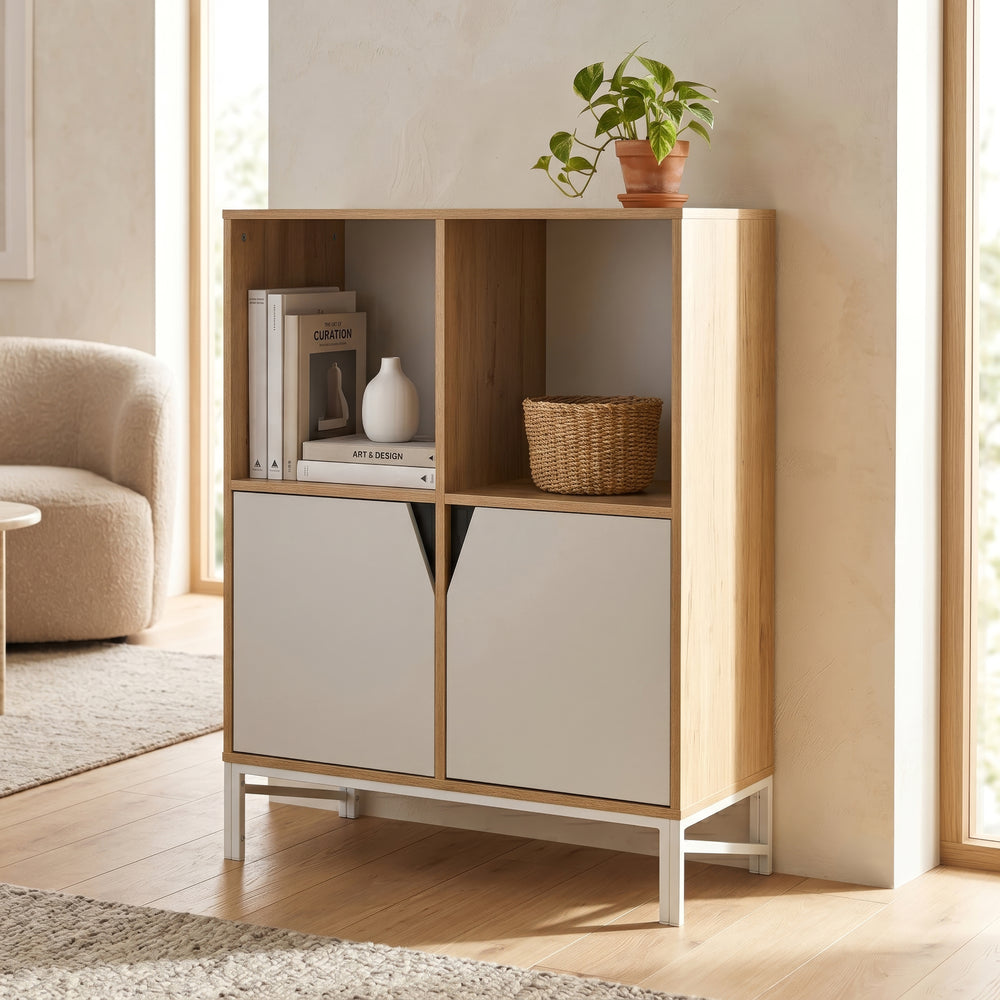Kommode Kerrköndam 94x76x40 cm Eicheoptik/Weiß [en.casa]
