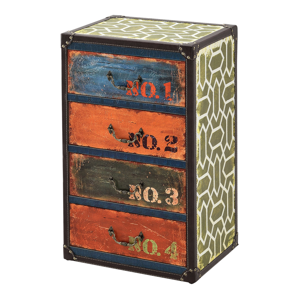 Kommode Geeste 66x40x30 cm mit 4 Schubladen Kunstleder Mehrfarbig en.casa