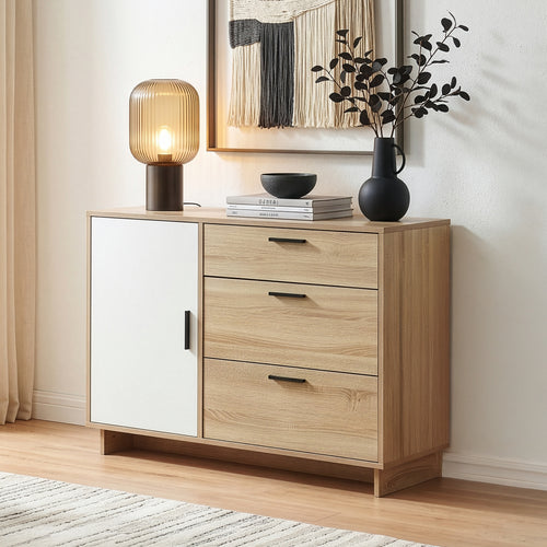 Sideboard Kenta 100x35x72 cm Sonoma-Eicheoptik/Weiß [en.casa]