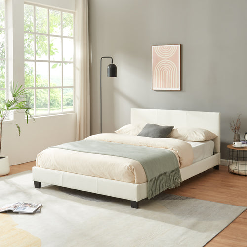 Kunstlederbett Albacete 140x200 cm Weiß Corium - premiumXL