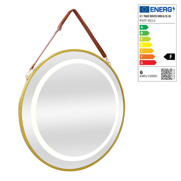 LED-Badspiegel Picerno mit Aufhängung Gold in versch. Größen [pro.tec]