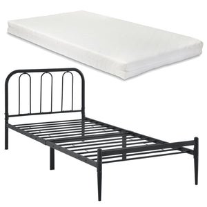 Metallbett Hanko mit Matratze in versch. Größen Schwarz en.casa