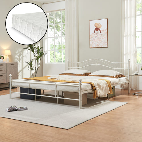 Metallbett Florenz mit Matratze [en.casa] - premiumXL