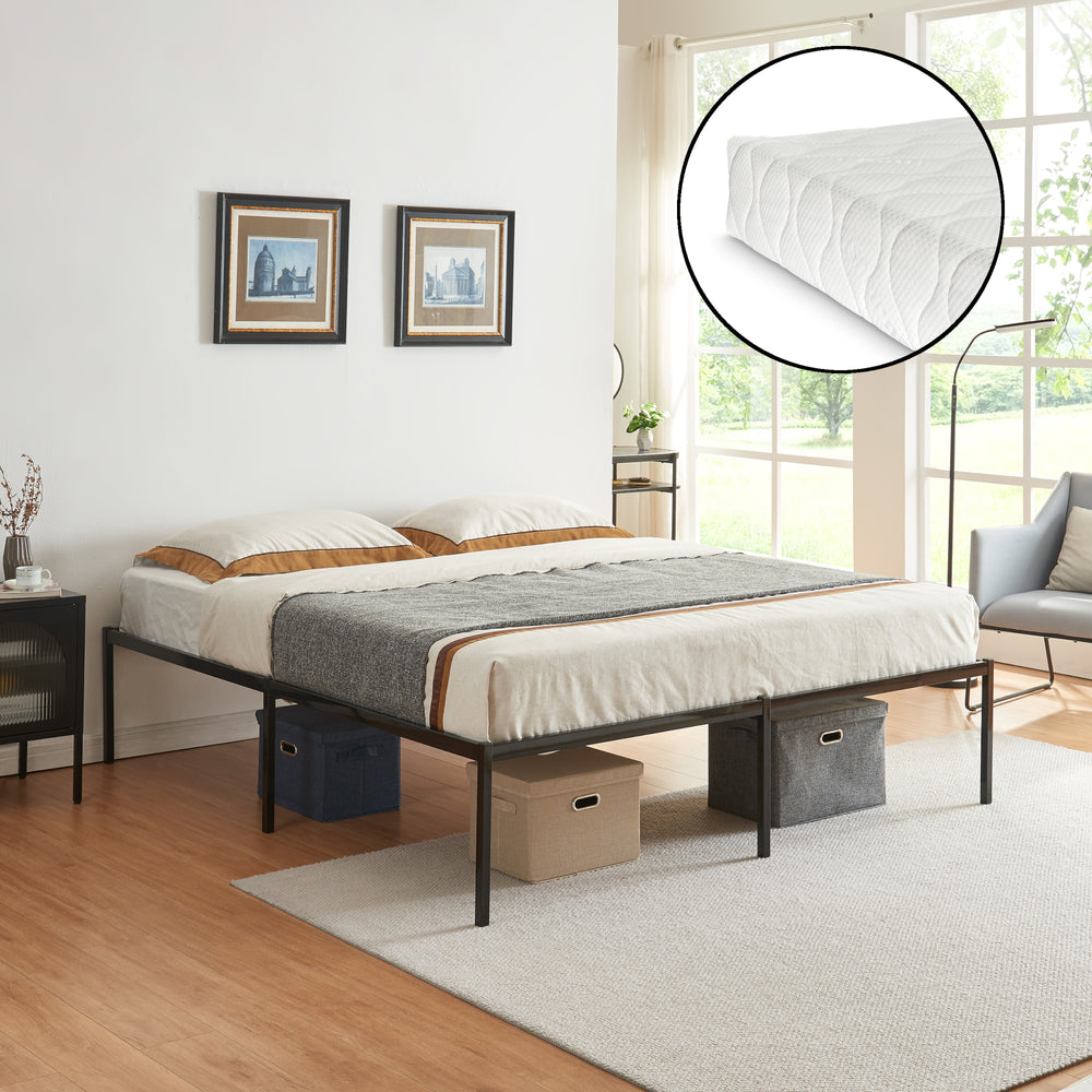 Metallbett Vårdö mit Matratze [en.casa]