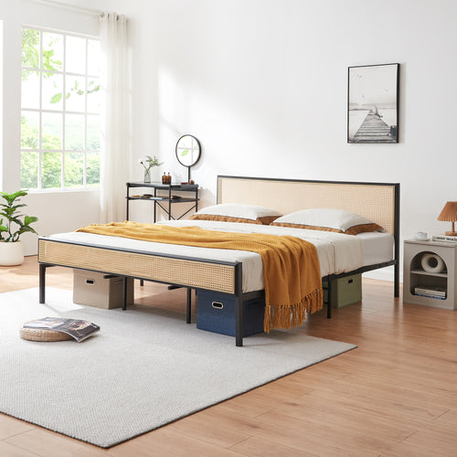 Metallbett Linköping mit rechteckigem Kopfteil [en.casa]