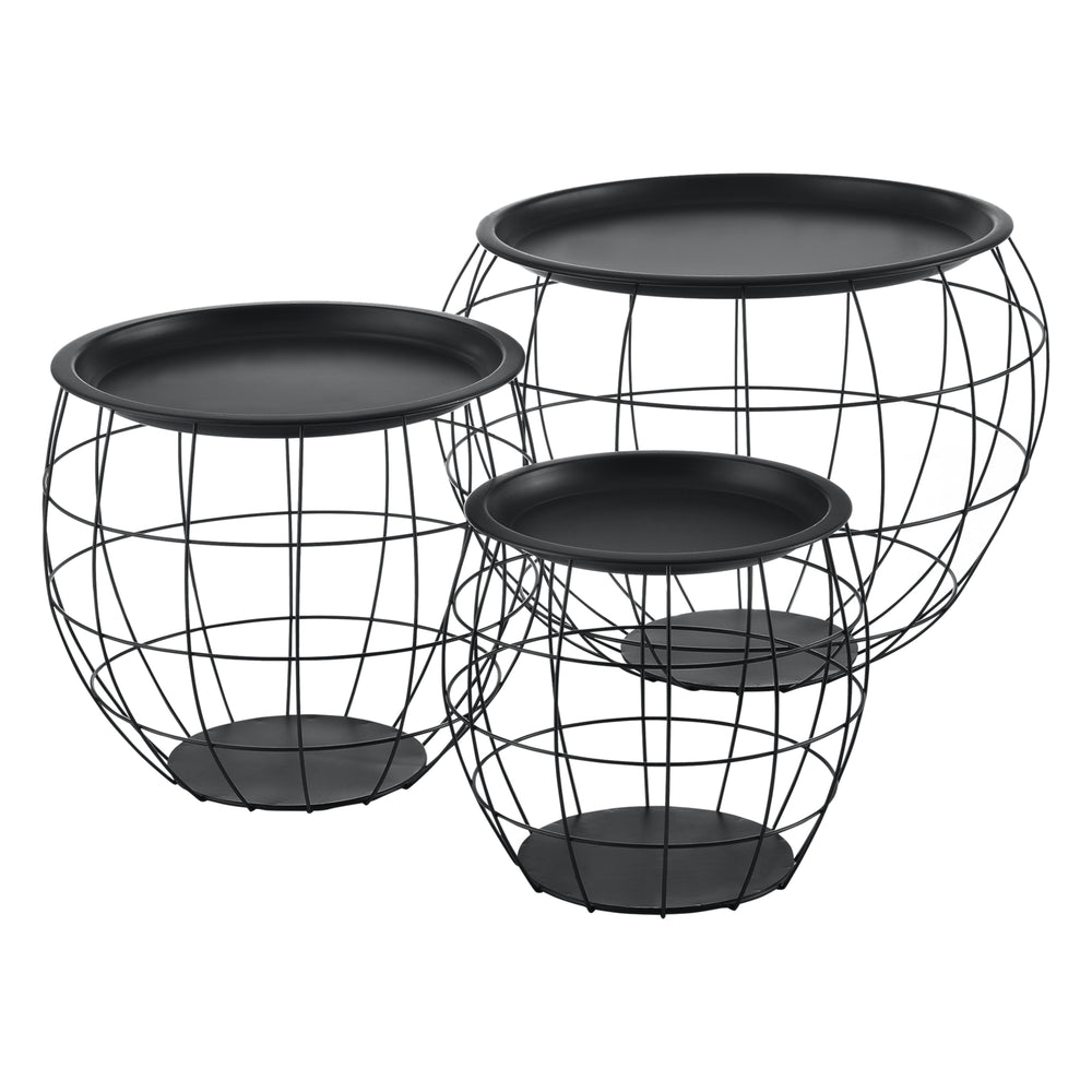 Couchtisch Neman 3er Set Metallkorb Schwarz en.casa - premiumXL