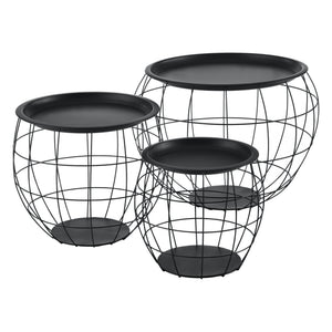 Couchtisch Neman 3er Set Metallkorb Schwarz en.casa - premiumXL