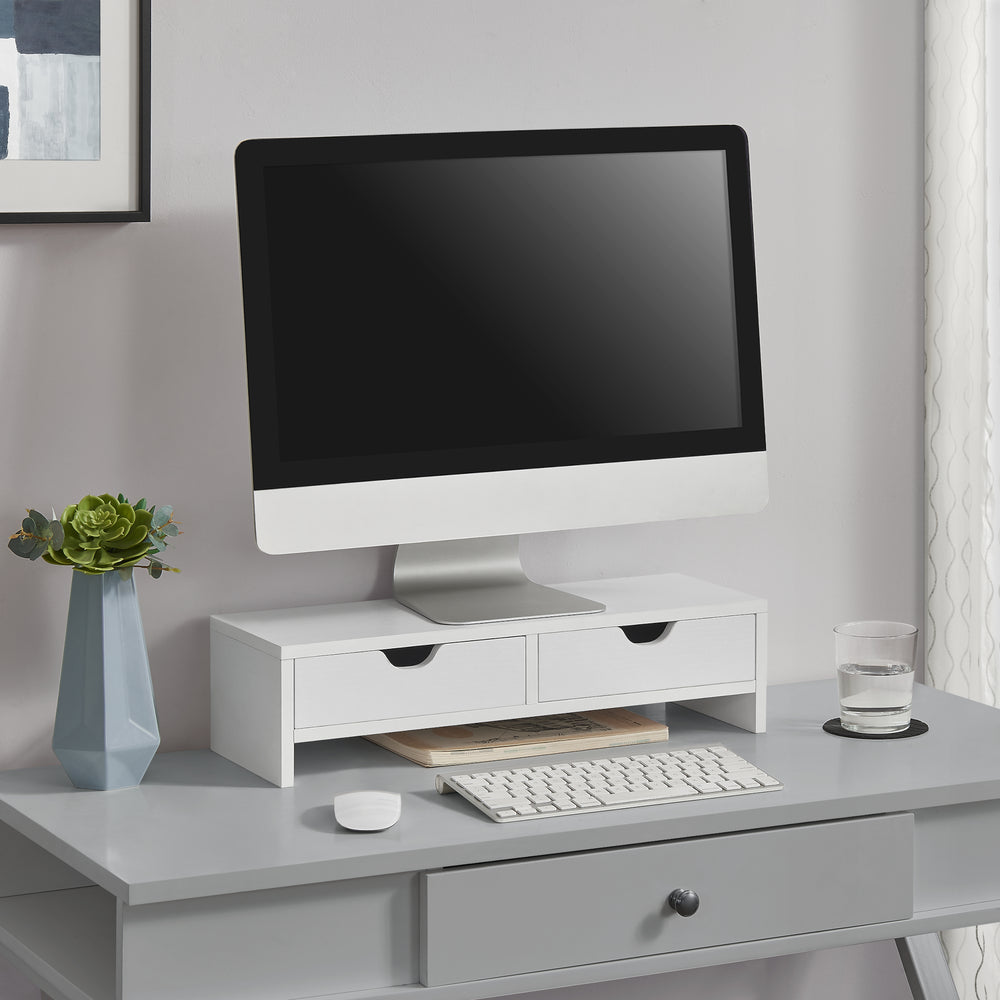Monitorständer Mänttä mit 2 Schubladen 50x18x13cm in versch. Farben [en.casa] - premiumXL