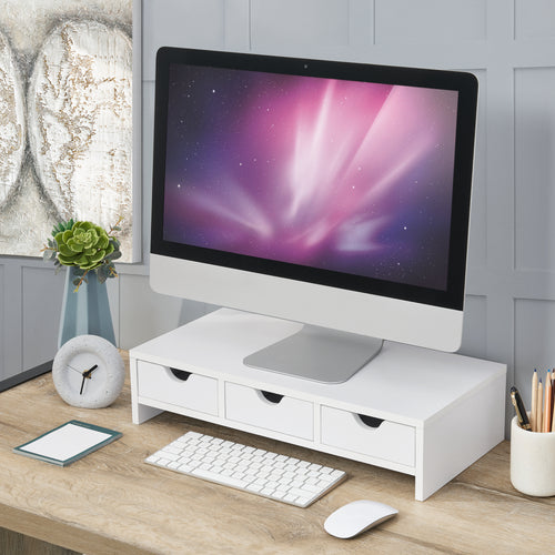 Monitorständer Ruovesi 12x51x25cm Weiß [en.casa] - premiumXL