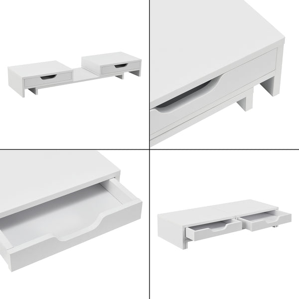 Monitorständer Marttila mit 2 Schubladen 60x22x11cm in versch. Farben [en.casa]
